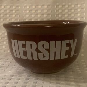 Hershey brown bowl, approximately 3 inches tall  with a diameter of 5.5 inches.